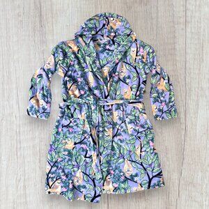 Vera Bradley Plush Robe Hanging Around Sloth Print Purple Green Floral L XL